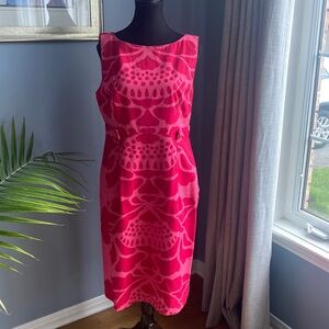 LK Bennett pink and dark pink fitted dress.  Size UK 14/US 10
